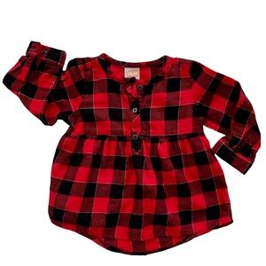 Red Black Buffalo Plaid Tunic Shirt Size 18 Months
